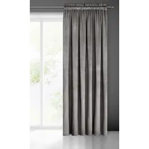 Eurofirany Pierre Samt Vorhang mit Kräuselband -1 STK. Velvet Einfarbig Gardine 200g/m2, Samtvorhang für Wohnzimmer Schlafzimmer, 140x300 cm, Grau