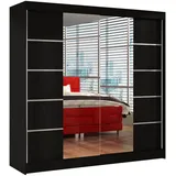 silape Sofnet Schwebetürenschrank Schwarz, Holzwerkstoff, Rechteckig, 200x215x58 cm Schlafzimmer, Kleiderschränke, Schwebetürenschränke