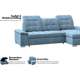 werk2 Ecksofa WERK2 "Carmen, mit Bettfunktion & Bettkasten, optional Sitztiefenverstellung", grau, B:264cm H:105cm T:170cm, 95% Polyester, 5% Nylon, Sofas, Ecksofa, ohne Sitztiefenverstellung, Struktur weich, grau