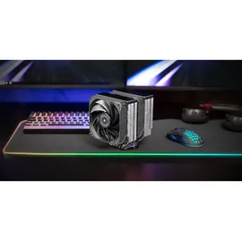 Mars Gaming MCPU-XU6, CPU-Kühler Doppelturm, TDP 350W, 2x Hybridflügel-Lüfter und Hyperbalanciertes Kupfer-FDB-Lager, 6 Heatpipes mit HCT ULTRA Technologie, Universeller Multisocket, Schwarz