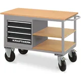 Kraftwerk, Werkbank + Arbeitsbock, Werkstattwagen mit 4 Schubladen und 2 Ablageböden, 835x1300x600 mm, 89 KG (60 cm, 130 cm)