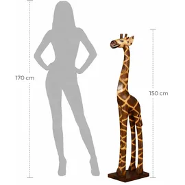 Woru Giraffe Dekofigur aus Albesia Holz handbemalt 150cm