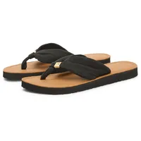 Zehentrenner TOMMY HILFIGER "TH LTR FOOTBED SUMMER SANDAL", Damen, Gr. 38, schwarz, Textil, Basic, Schuhe Zehentrenner, Sommerschuh, Strandschuh, Dianette, Flat mit Logoemblem