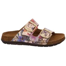 ROHDE Pantolette ROHDE "Rodigo", Damen, Gr. 35, gold (gold, multi), Leder, Schuhe Pantolette, Keilabsatz, Sommerschuh, Schlappen mit Softfußbett