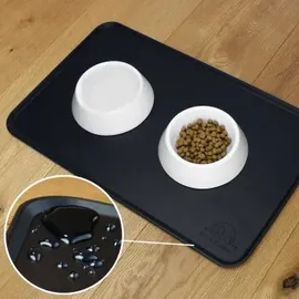 KaraLuna KaraLuna© Basic Silikon Unterlage 48x30 cm, schwarz I rutschfest Napfunterlage für Hundenapf Katzennapf I Futtermatte Hunde Katzen Matte