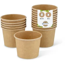BIOZOYG Portionsbecher 50 Stück 50 ml braun Pappbecher to go Becher Dipschalen Dessertschalen Einweggeschirr - Alternative zum Plastikbecher