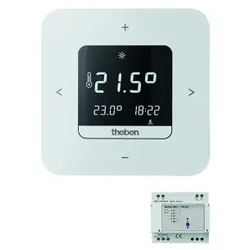 Theben 8139201 Digital-Uhrenthermostat, Wochenprogramm, Batterieversion, App-Bedienung möglich, Empfänger für DIN-Schiene RAMSES 813 top3 Set 1