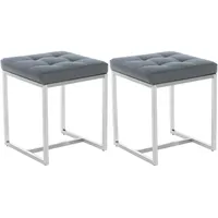 CLP 2er Set Edelstahl-Sitzhocker Barci Kunstleder I Moderne Hocker