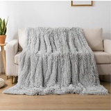 Cotton Market Decke 170x210 cm – Zweiseitig Tagesdecke – Kuscheldecke Flauschig für Wohnzimmer und Schlafzimmer – Sofadecke Blanket - Sofa Überwurfdecke – Felldecke Hellgrau