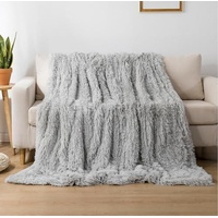Cotton Market Decke 170x210 cm – Zweiseitig Tagesdecke – Kuscheldecke Flauschig für Wohnzimmer und Schlafzimmer – Sofadecke Blanket - Sofa Überwurfdecke – Felldecke Hellgrau
