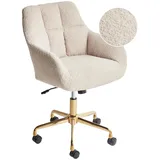 Beliani Schreibtischstuhl, Beige, Schwarz, Gold, Textil, 58x87x61 cm, Arbeitszimmer, Bürostühle, Drehstühle