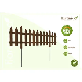 Pemicont Floranica Steckzaun Gartenzaun Kiefer 1 stk 30 x 100 cm Braun Metallstäben Begrenzungszaun Dekorative Beeteinfassung Beetumrandung - Braun