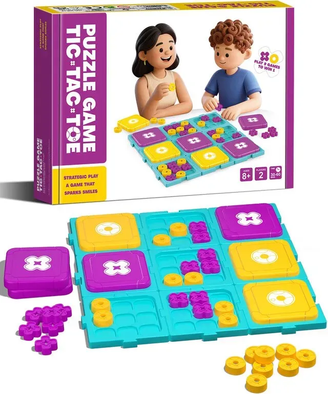 FUNJEO Tic-Tac-Toe Spielzeug, gelb und lila