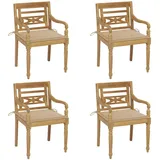 vidaXL Batavia-Stühle mit Kissen 4 Stk. Massivholz Teak