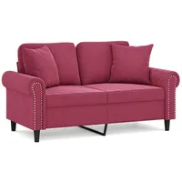 vidaXL 2-Sitzer-Sofa mit Zierkissen Weinrot 120 cm Samt