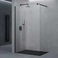 doporro Duschwand Duschtrennwand 100x200 Walk-In Dusche mit Stabilisator aus Echtglas 8mm ESG-Sicherheitsglas Klarglas inkl. Nanobeschichtung