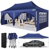 COBIZI Pavillon partyzelt 3x6 wasserdicht stabil Winterfest,Pop-Up faltpavillion Kommerzielle sofort aufklappbare Vordächer Outdoor Gartenzelt mit 6 Seitenteilen für Gartenparty Festival,blau