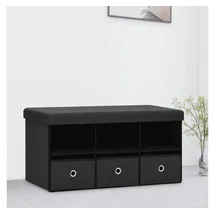 vidaXL Faltbare Sitzbank mit Stauraum Schwarz 76x38x38 cm Leinenoptik