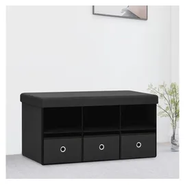 vidaXL Faltbare Sitzbank mit Stauraum Schwarz 76x38x38 cm Leinenoptik