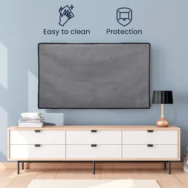 kwmobile 55" TV Abdeckung Indoor - Fernseher Hülle Bildschirmschutz Abdeckung - TV Bildschirm Staubschutzhülle - Fernsehabdeckung - Leinen Dunkelgrau