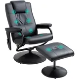 Homcom Massagesessel mit Hocker Kunstleder 84 x 95 x 77 cm Schwarz