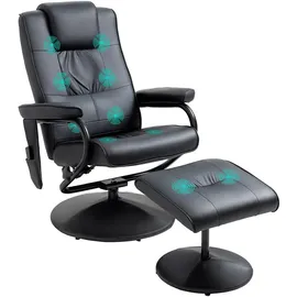 Homcom Massagesessel mit Hocker Kunstleder 84 x 95 x 77 cm Schwarz