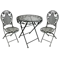 Eisen Bistro Set Antik Design Grau