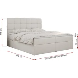 MKS Meble Boxspringbett 200 x 200 cm H3 Weiß