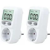 Tigrezy - 2PC Wattmeter-Steckdose, tragbarer intelligenter Steckdosen-Energiezähler mit LCD-Bildschirm, Überlastschutz, maximale Leistung 3680 w, für