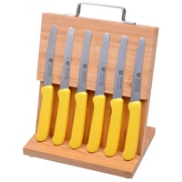 GRÄWE Messerblock Magnet-Messerhalter Bambus klein mit Brötchenmessern gelb
