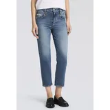Herrlicher 5-Pocket-Jeans "Breezy Straight Denim", Damen, Gr. 27, Länge 32, blau (happy blau), Denim/Jeans, Obermaterial: 99% Baumwolle, 1% Elasthan, straight fit 7/8-Länge, Jeans 5-Pocket-Jeans, Cropped