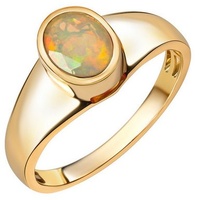 VIVANCE Fingerring »585/- Gelbgold glanz oval Opal«, 83413015-17 gelb + weiß