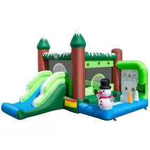 Costway Hüpfburg mit Gebläse Wintermotiv Blau