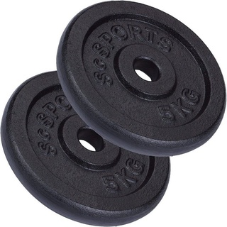 ScSPORTS® Hantelscheiben - Set, 10/20/30/40kg, 30/31mm Bohrung, Gusseisen, Schwarz - Hantelscheiben-Set, Gewichtsscheiben, Hantelgewichte, Fitness Scheiben, Gewichte für Hantel (10 KG (2 x 5 kg))