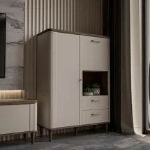 Forte Highboard 100,1 x 142,9 x 41,2 cm Beige / Valencia Eiche