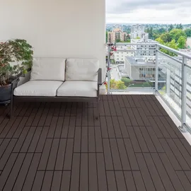 ECD Germany WPC Terrassenfliesen Dunkelbraun 60 x 30 cm 30 St.