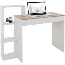 ML-Design Schreibtisch mit Regal, Weiß Tischplatte in Sonoma-Eiche, 3 Einlegeböden, 110x72x40 cm, Holz, 2-in-1 System, für Arbeit... - Naturbelassen