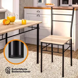 CASARIA CASARIA® Esstisch mit 4 Stühlen Holz Eiche hell