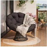LuxusKollektion Drehsessel Papasan Sessel Rattan Kissen Stahl 360Grad Drehfunktion Grau