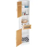 Relaxdays 10021846 Badschrank, Weiß/Braun, 180 x 30 cm)
