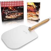 DiLui Pizzaschieber für Pizzastein - Mit intuitiv drehbarem Griff - Pizzaschaufel geeignet für Backofen und Grill - Große Fläche für 30cm XXL Pizza