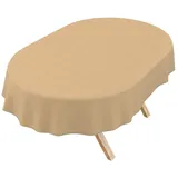 ANRO Tischdecke DanceDirty abwaschbar Leinenoptik wetterfest Falschuni Modern (Einzelstück 1-tlg, eine Tischdecke), Stofftischdecke schmutzabweisend 260x140cm Uni Beige beige Oval | 140 cm x 260 cm