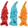 Cepewa XL Gartenzwerg 3er Set Polyresin rot türkis orange 13x40x12cm | Dekofigur zum Aufstellen in Haus und Garten | Gartenfigur Zwerg Beetwächter (1 x 3er Set XL Gartenzwerge rot türkis orange)