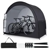 COSTWAY Fahrradgarage für 2 Fahrräder, Fahrradzelt wetterfest & wasserdicht, Fahrradschuppen mit Rolltür & Tragetasche, Zeltgarage tragbar, Geräteschuppen für Motorrad & Gartengeräte, 210x123x171cm