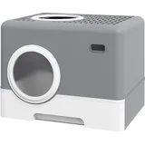 PawHut Katzentoilette grau Kunststoff B/H/L: ca. 41x38,5x52 cm - grau