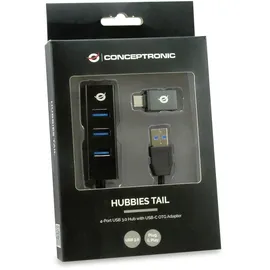 Conceptronic HUBBIES04B 4-Port-USB 3.0-Hub und OTG-Adapter für USB-C