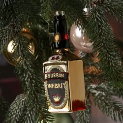 Weihnachtsbaumschmuck BOURBON WHISKEY Flasche Glas H: 14,2cm