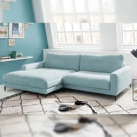 KAWOLA Ecksofa Cara Cord Recamiere links hellblau