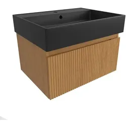 Badezimmerschrank mit Waschbecken SAT Evolution 58x30x44,5 cm honigmatt Eiche SATEVO60DMU2B