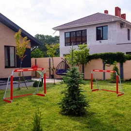 Relaxdays Fußballtor 2er Set, rot